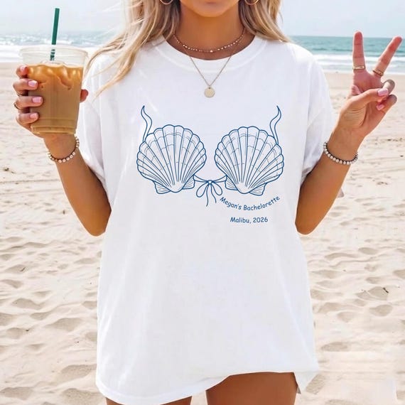 Personalized Beach Bachelorette Shirt, Custom Bride Squad Tee, Coastal Girls Trip Shirt, Bridal Beach Party Top, Bikini Bach Weekend Tee