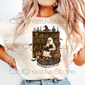 Retro Ghost Reading Books png, Librarian Ghost Halloween, Halloween Teacher Digital File, Halloween png, Teacher Gift, Boo School
