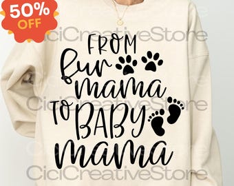 De mamá peluda a mamá bebé PNG, Anuncio de embarazo (Descarga digital)