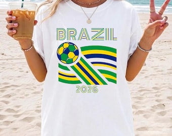 Brasilien Fußballfan T-Shirt, Retro Fußballspiel Tag Kleidung, 2026 Nationalmannschaft Grafik T-Shirt
