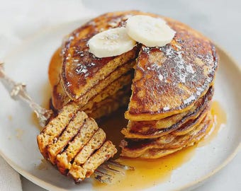 3 Ingredient Banana Pancakes Recipe | Easy Healthy Breakfast | Printable Recipe | Instant Download PDF