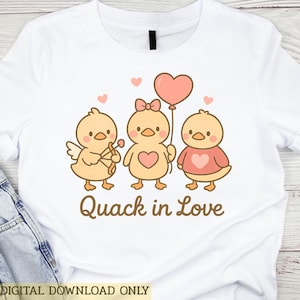Kawaii Duck Love PNG: Valentine&#39;s Day Clipart (Digital Download