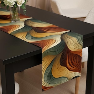 Modern Abstract Table Runner Colorful Dining Room Decor Warm Tones Table Accent Contemporary Home Style Gift