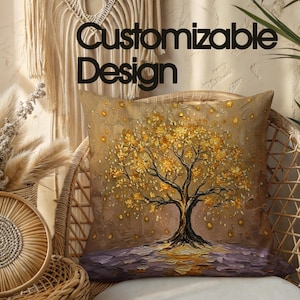 Customizable Throw Pillow With Insert Abstract Tree Of Light Cushion For Personal Growth Inner Strength Life Changes Symbolic Home Decor