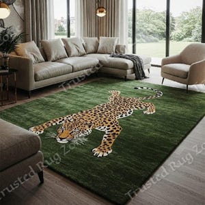 6x9  8x10 Leopard tapis, Animal Area Rug, animal Rug for Living Room, Bedroom, Kids Room, Bold Modern Home Décor, green rug, 5x8, tiger rug