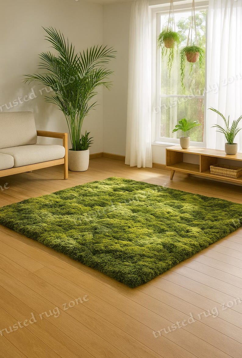 Handmade Moss Green Wool Rug: 3D Tufted Organic Modern Carpet - Etsy