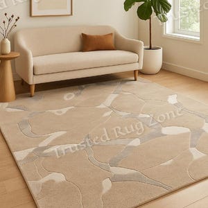 8x10 Modern Abstract Beige Rug, Area Rug for Cozy Home Décor, Neutral Beige Abstract Rug, Earth Tones rug for Living Room, office decor rug