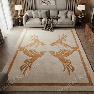 modern bird design rug for Living Room or Entryway Décor botanical bird area rug floral bird motifs, bird motif home décor, animal lover rug
