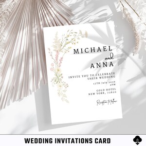 Bearbeitbare Hochzeitseinladungsvorlage | Digitaler Download | Druckbar einladen | Minimalistisches Design | Canvas Hochzeitskarte | Sofortiger Zugriff