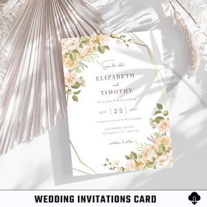 Bearbeitbare Hochzeitseinladungsvorlage | Digitaler Download | Druckbar einladen | Minimalistisches Design | Canvas Hochzeitskarte | Sofortiger Zugriff