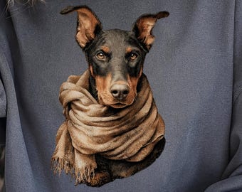 Entzückendes Dobermann-Shirt und Pullover-Kombination für Hunde-Enthusiasten, Winter-Stimmungs-Hundepullover, Dobermann-Liebhaber-Shirt, große Hunde-Liebhaber-Shirt