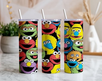 Pack of 2 Cookie Monster Tumbler Wrap | 20oz Sublimation Design | Fun and Colorful PNG for Tumblers