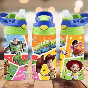 Pack 2 Toy Adventure Friends 12oz Tumbler Wrap PNG | Colorful Space Ranger Cowboy Kids Wine Tumbler Sublimation Design | Digital Download