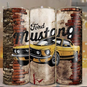 Mustang Car 20oz Tumbler Wrap PNG | Muscle Car Sublimation Design for Ford Lovers