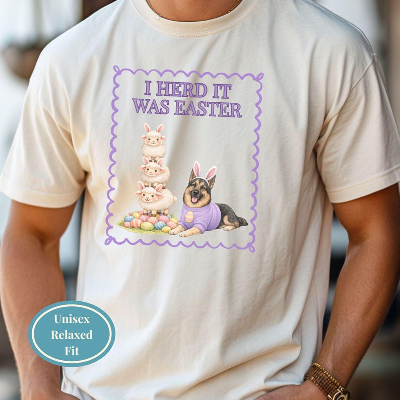 German Shepherd Easter T-Shirt Funny Dog Tee Spring Mom Gift Shirt Unisex Comfort Colors Sheep Farm Herding GSD Top image 15