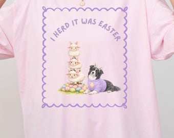 Border Collie Easter Tee Funny Herding Dog T-Shirt Dog Lover Gift Spring Holiday Comfort Colors