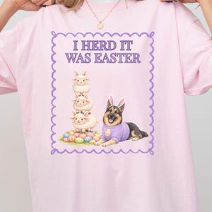 German Shepherd Easter T-Shirt Funny Dog Tee Spring Mom Gift Shirt Unisex Comfort Colors Sheep Farm Herding GSD Top image 1