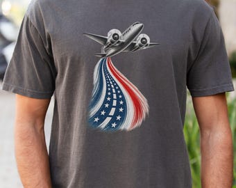 Vintage Patriotic Airplane Shirt 4th of July Pilot Gift Airshow Summer Fly-In T-Shirt Retro Aviation Comfort Colors Tee