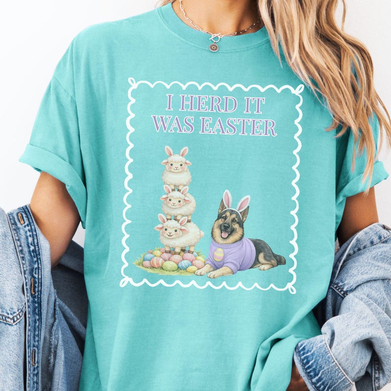 German Shepherd Easter T-Shirt Funny Dog Tee Spring Mom Gift Shirt Unisex Comfort Colors Sheep Farm Herding GSD Top image 11