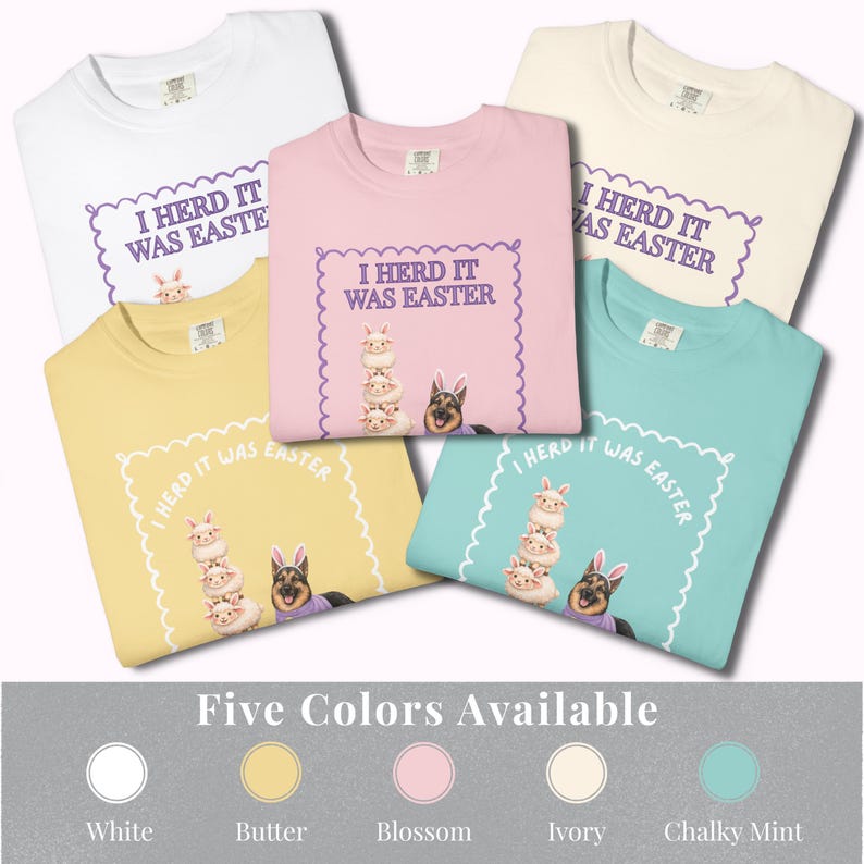 German Shepherd Easter T-Shirt Funny Dog Tee Spring Mom Gift Shirt Unisex Comfort Colors Sheep Farm Herding GSD Top image 3