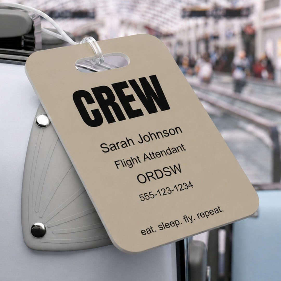 Custom Airline Crew Luggage Tag Personalized Pilot Flight Attendant Bag ...