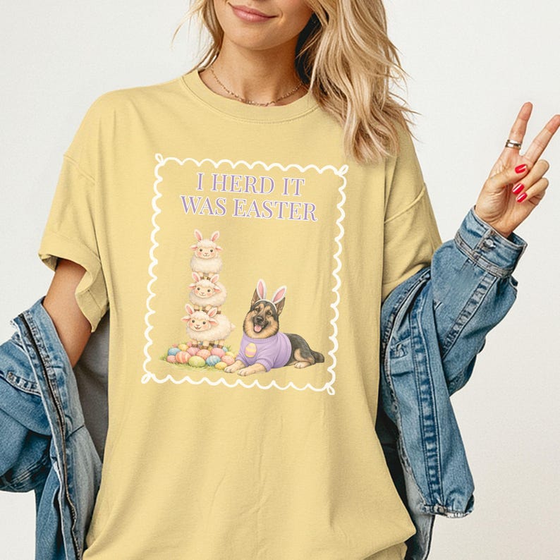 German Shepherd Easter T-Shirt Funny Dog Tee Spring Mom Gift Shirt Unisex Comfort Colors Sheep Farm Herding GSD Top image 12