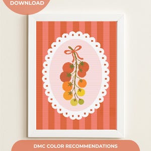Tomato Cross Stitch Pattern: Retro Kitchen Embroidery Design (PDF Download)
