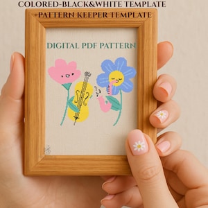 Jazz Garden Cross Stitch Pattern: Musical Flowers Embroidery (PDF Pattern)
