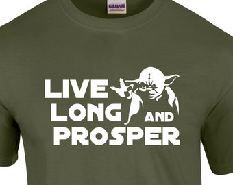 Yoda Live Long and Prosper (white print on military green)