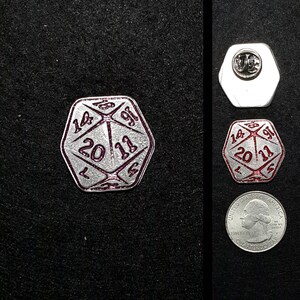 Pewter 20 sided Die Lapel Pin image 4