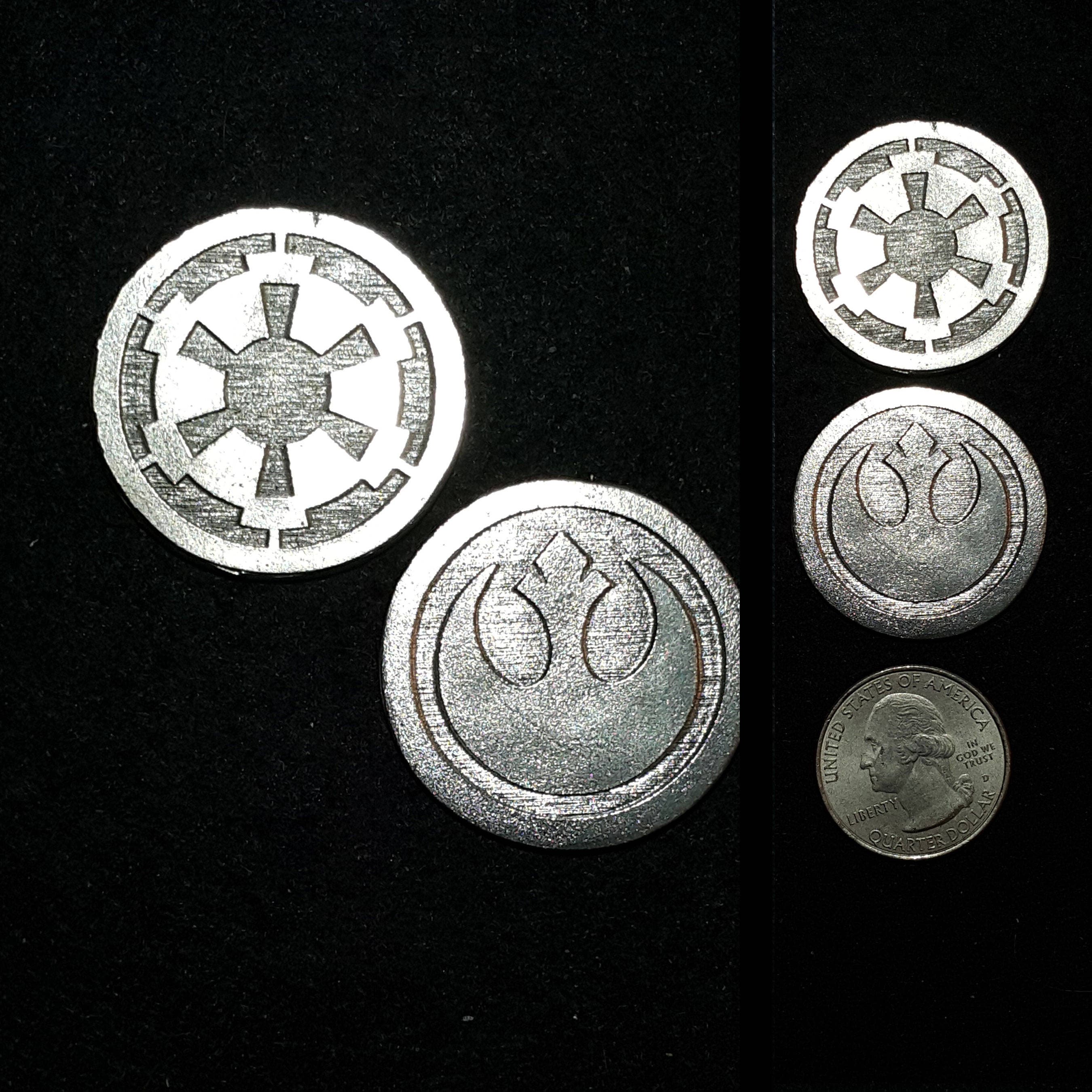 反乱軍帝国の表裏ピューター製コイン投げ