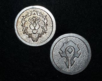 Horde Alliance Heads or Tails Pewter Flipping Coin