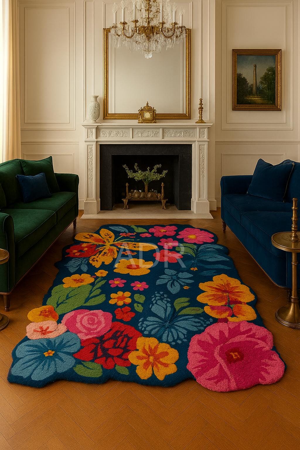 Colorful Floral Wool Rug: Hand Tufted Vibrant Flower Design Carpet for ...