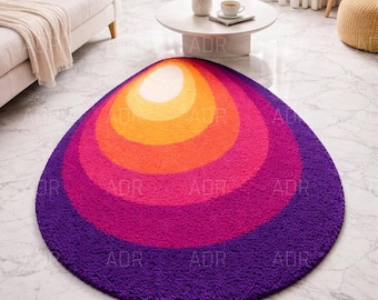 Colorful Gradient Round Rug, Sunset Ombre Area Rug, Modern Abstract Circle Rug, Vibrant Tufted Carpet, Statement Living Room Rug