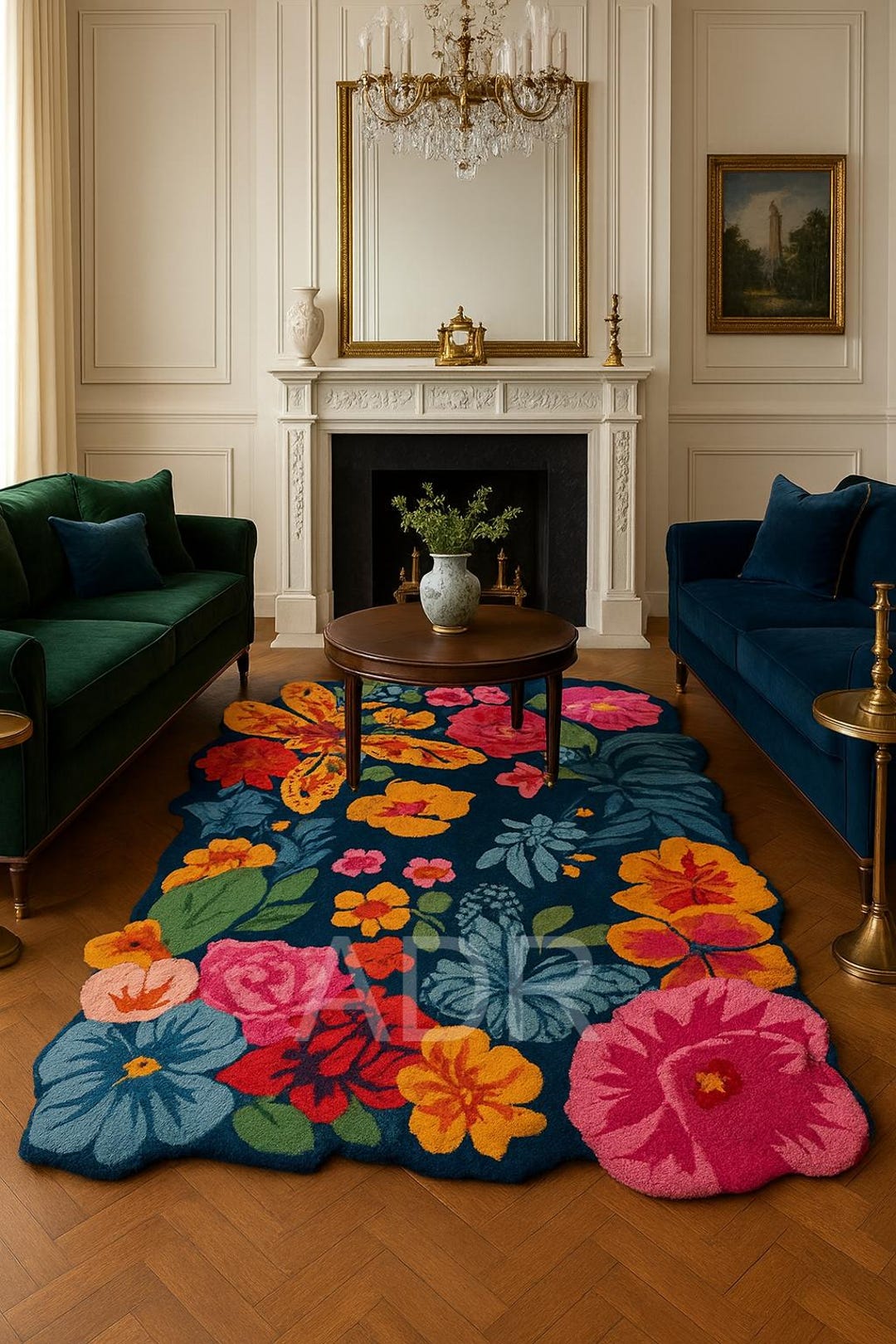 Colorful Floral Wool Rug: Hand Tufted Vibrant Flower Design Carpet for ...