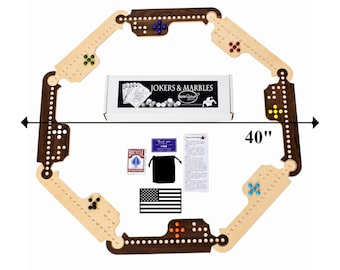 "Handgefertigtes ""Jokers & Murmeln"" Brettspiel, Familien Spieleabend, Tragbar."