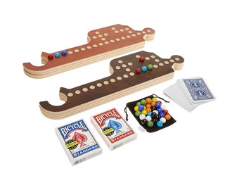 Jokers & Marbles Board Game, Handmade Wooden Pegs and Jokers, 4-8 Player