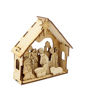 Small Natural Wood Nativity Free Shipping, Crafts, Handmade, Made in USA, Christmas gifts, image 3