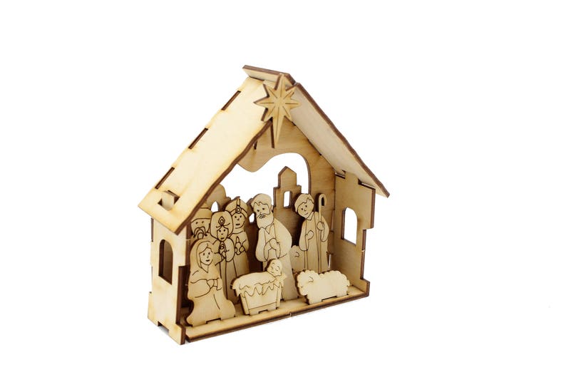 Small Natural Wood Nativity Free Shipping, Crafts, Handmade, Made in USA, Christmas gifts, image 3