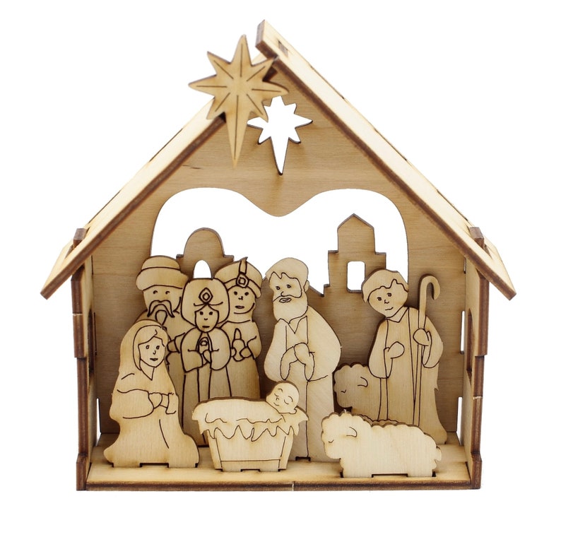 Small Natural Wood Nativity Free Shipping, Crafts, Handmade, Made in USA, Christmas gifts, image 6