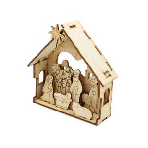 Small Natural Wood Nativity Free Shipping, Crafts, Handmade, Made in USA, Christmas gifts, image 2