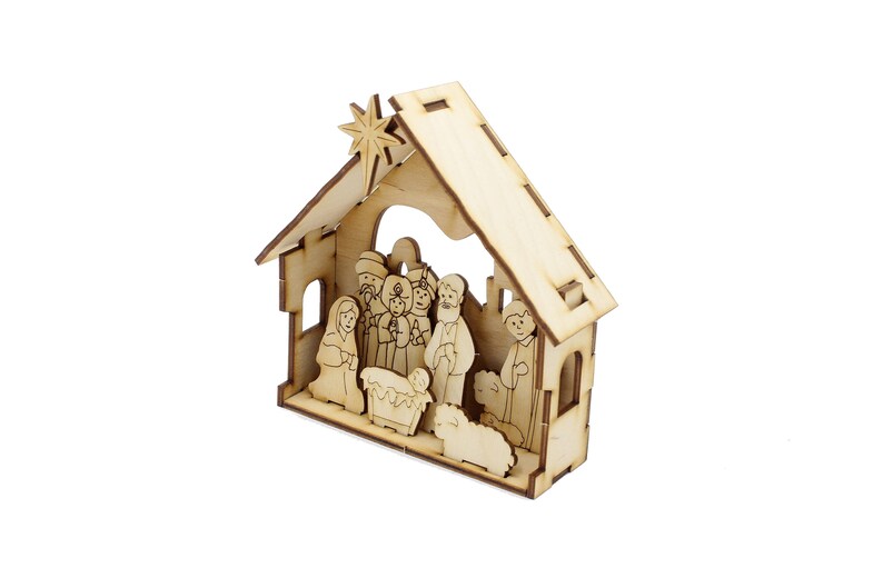 Small Natural Wood Nativity Free Shipping, Crafts, Handmade, Made in USA, Christmas gifts, image 2