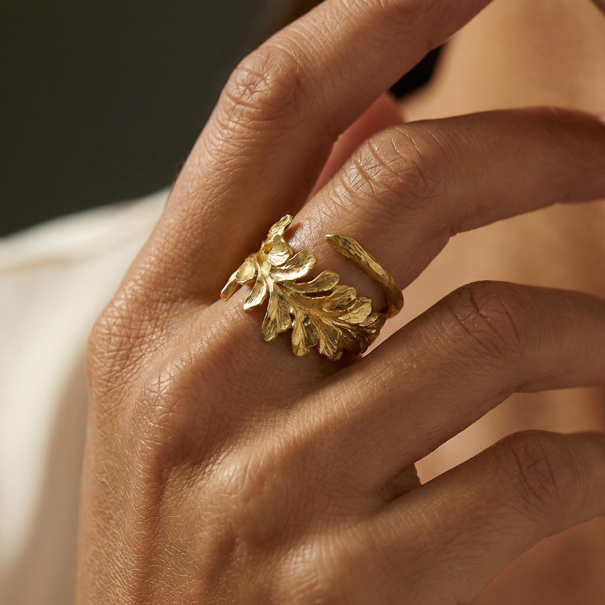 Gold leaf wrap ring - Etsy 日本