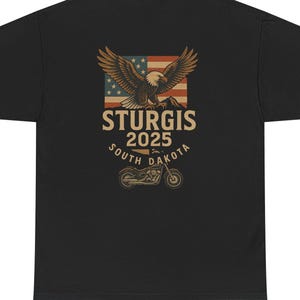 Sturgis 2025 Motorcycle Rally T-Shirt: Eagle, Chopper, USA Flag