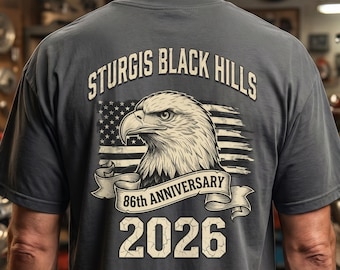 Sturgis 2026 Shirt, Black Hills Motorcycle Rally Tee, Vintage Eagle Shirt, South Dakota Bike Week Souvenir, Gift for Riders
