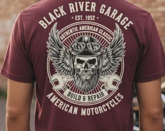 Biker Skull Shirt Motorcycle Shirt Vintage Biker Tee, Chopper Rider Graphic, Retro Motorcycle Tee Gift for Bikers