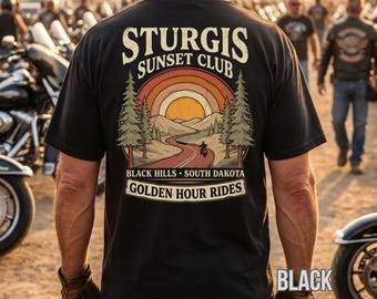 Sturgis Sunset Club, Sturgis 2026 Rally Shirt, Black Hills South Dakota Motorcycle Tee, Vintage Rider Gift