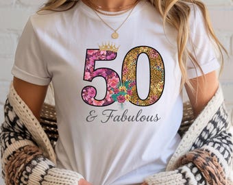 50th Birthday Shirt Women, Born in 1976 Gift, 50 and Fabulous Tee, Birthday Outfit for Her