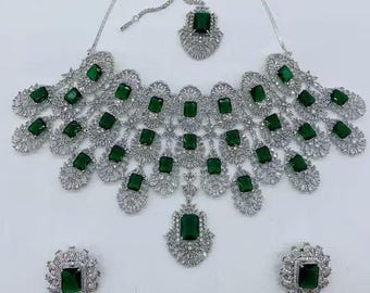 Emerald Green Kundan Choker Set • Indian Bridal Jewelry