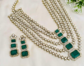 Kundan Green Stone Bridal Necklace Set | Indian Jewelry